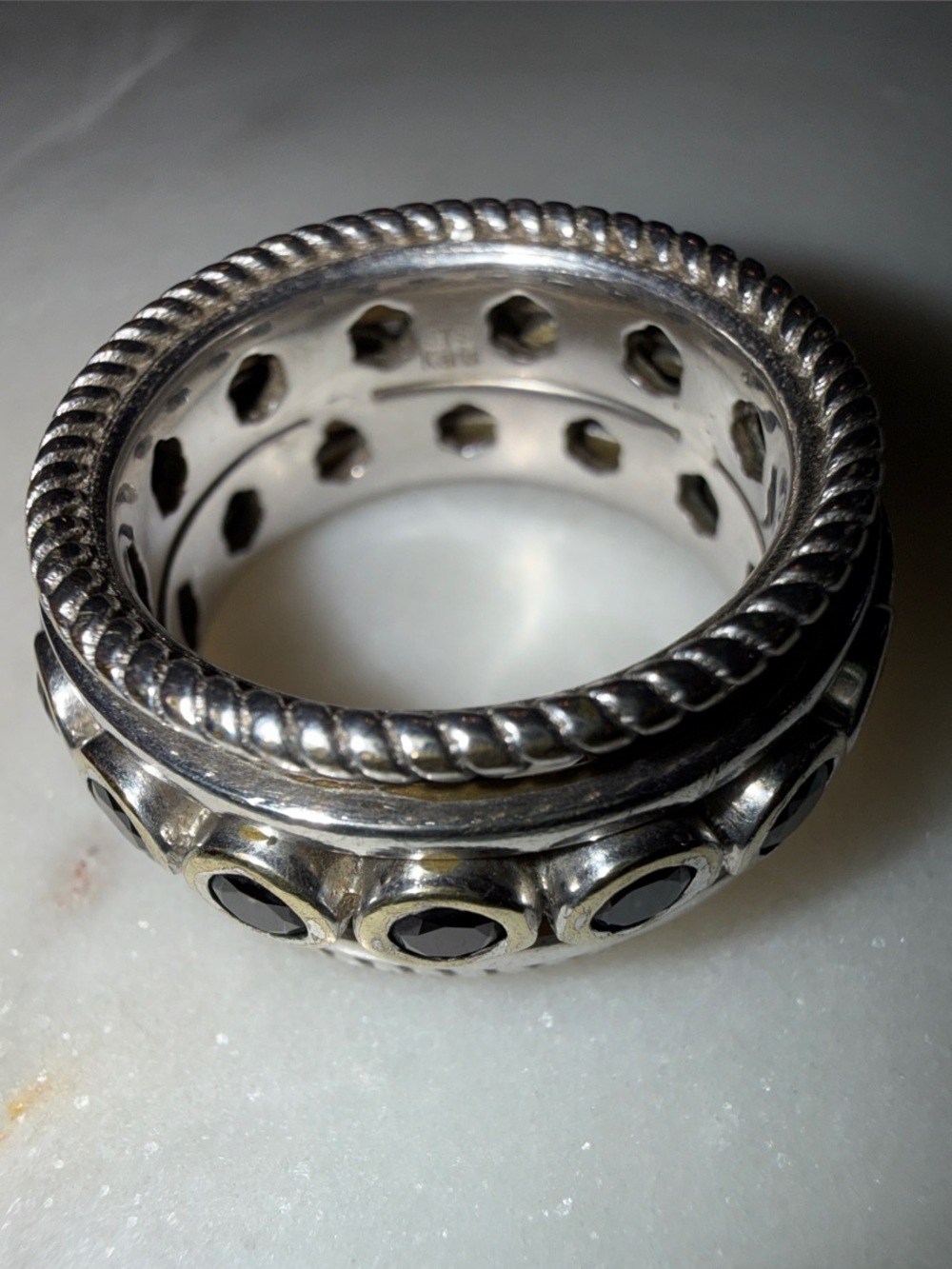 .925 Chunky Silver Spinner Ring with Black Onyx